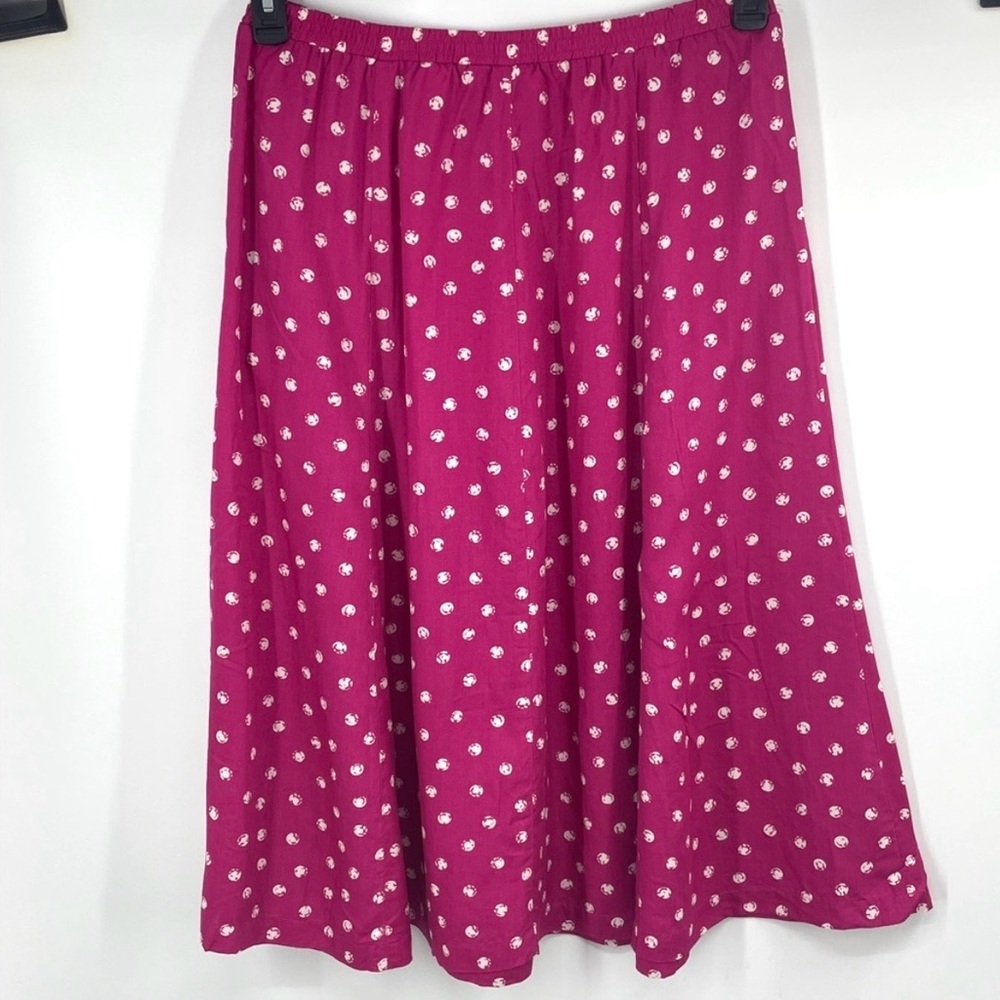 Vintage CHAUS Pink Abstract Dot Rayon Elastic Waist Skirt Size 12 - Picture 3 of 5